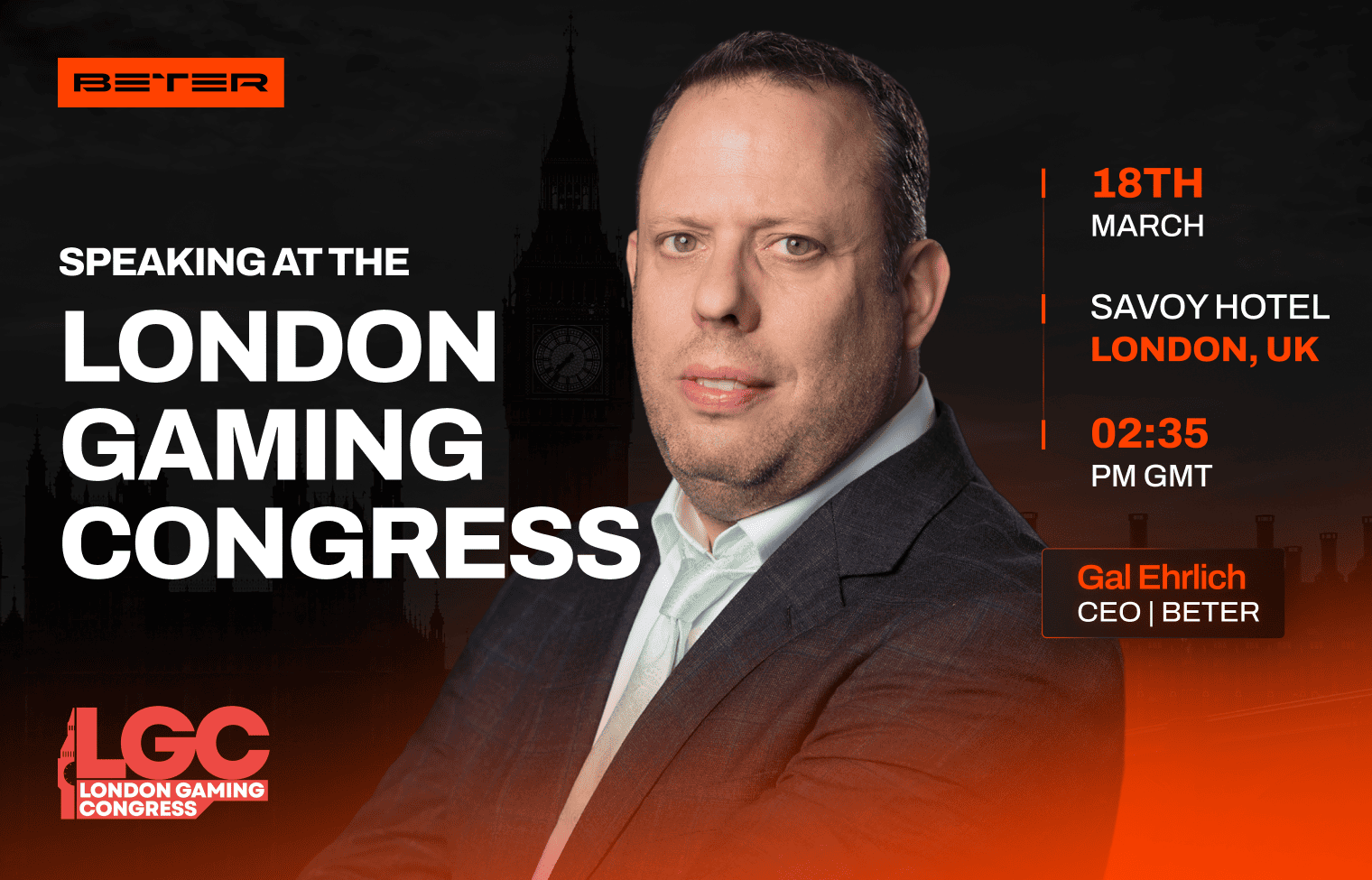 <strong>BETER CEO Gal Ehrlich to Speak at London Gaming Congress</strong>